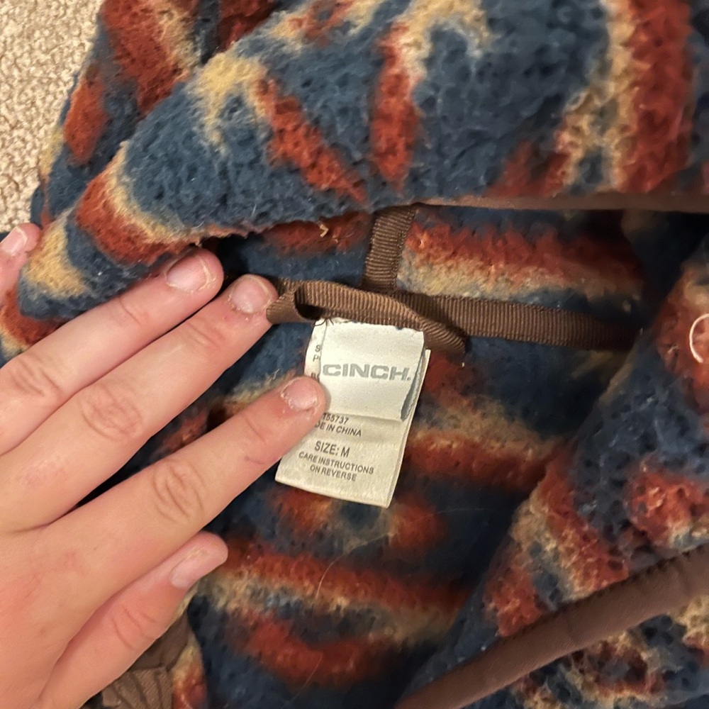 Cinch Blue and Brown Patterned Fleece Jacket